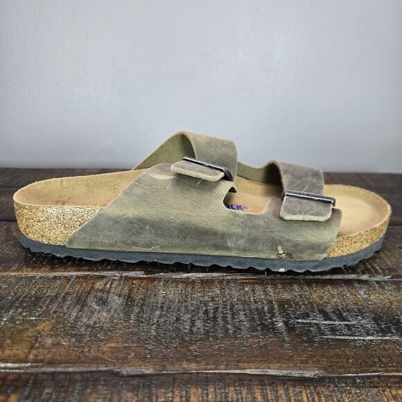 Birkenstock Arizona Mens Size 10 Regular Strap Slides Sandal Brown Leather EU 43 - Picture 5 of 11